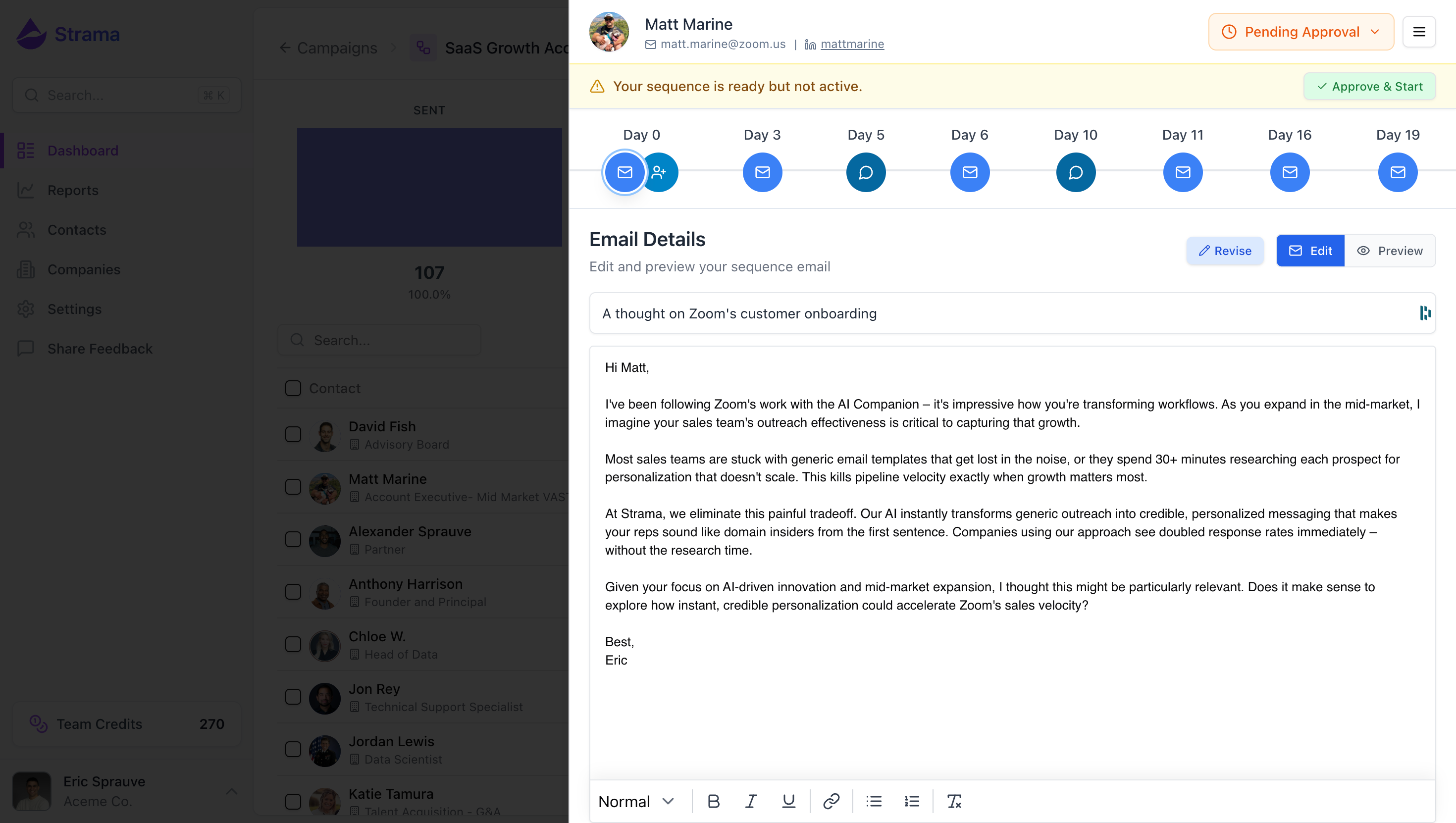 Strama style guide feature showing personalized message generation